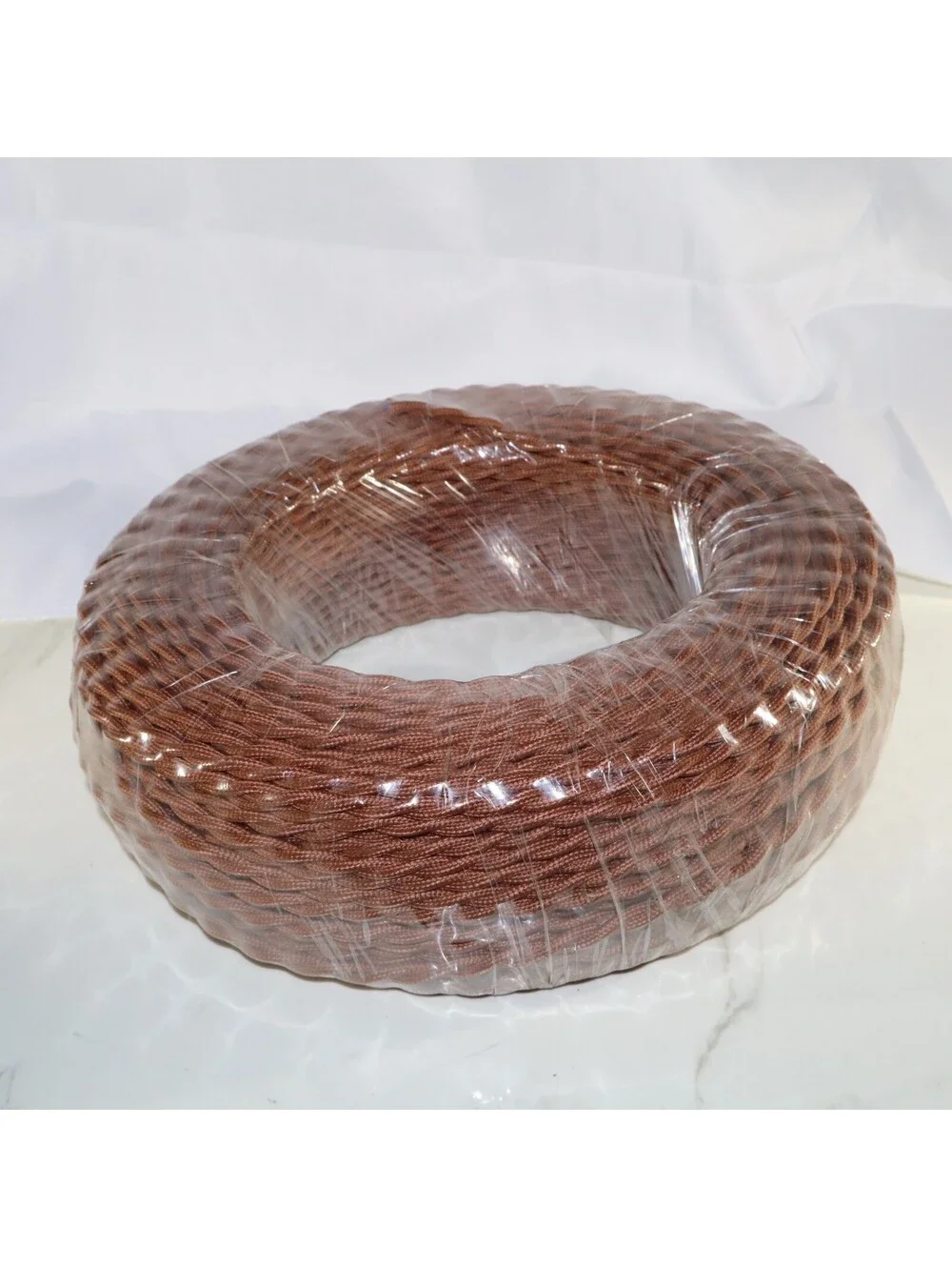 Brown Twisted Cloth Covered Electrical Wire 2-Core Vintage Lamp Cord Cable